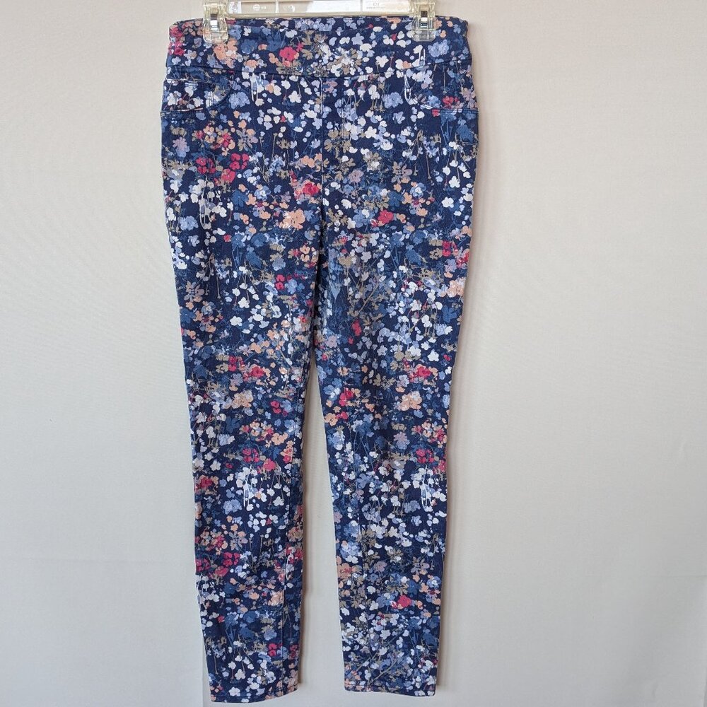 Chico's Pull-on Blue Floral Stretch Jeggings